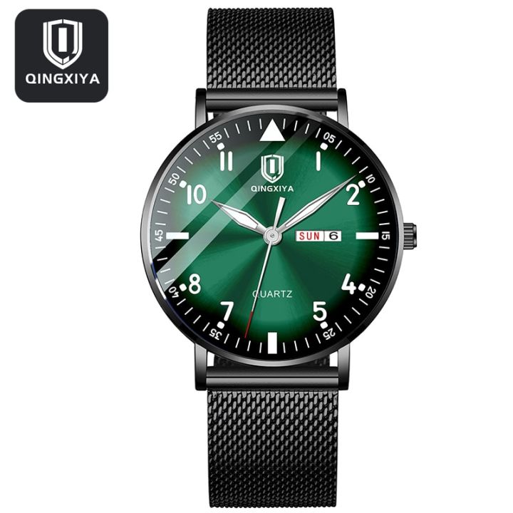 【Good-Love Store】QINGXIYA Top Brand Watch Stainless Steel Business Waterproof Watches Mens Luxury Sport Quartz Wrist Watch For Men