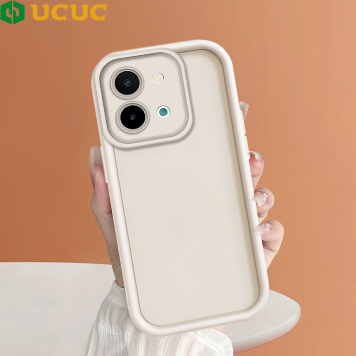 UCUC for Vivo Y28 4G Back Cover Solid Color Ladder Camera Soft Rubber Protection Phone Case