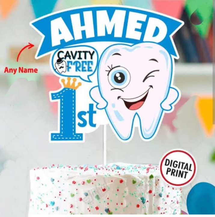 Customize !st Tooth Cake topper custom Karachi decor Toppers cake Topper for birthday Party Celebration Customized Cake Topper for Birthday Party Celebration & Cake Decoration