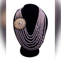 SOZ Crystal Beeds Rani Mala Broach Necklace For Women. 