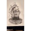 The Voyage Pen & Ink Sketch on Paper by Arooj Mirza Studios  Painting, Art work, Original Artist work, Wall decoration, Home decoration, Living room, dinning room, bedroom decor. 
