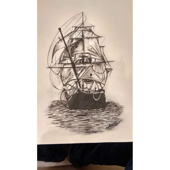 The Voyage Pen & Ink Sketch on Paper by Arooj Mirza Studios  Painting, Art work, Original Artist work, Wall decoration, Home decoration, Living room, dinning room, bedroom decor