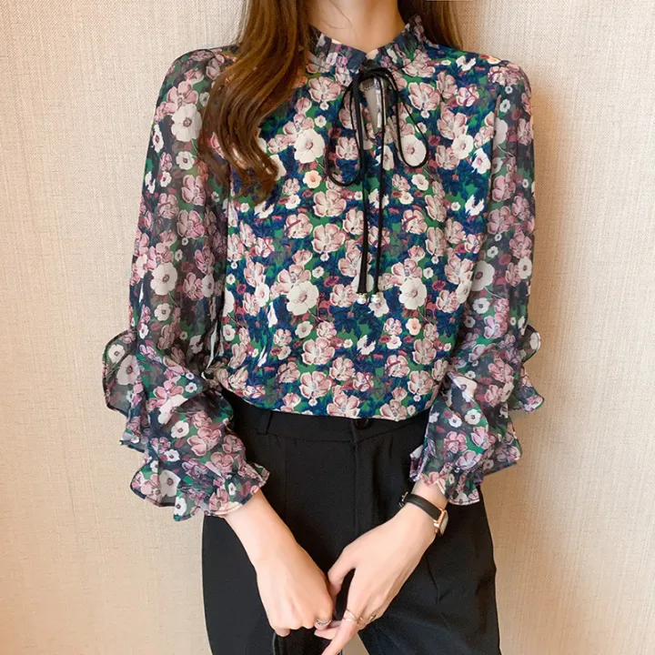 Yfashion%20Women%20Floral%20Printing%20Shirt%20Chiffon%20Long%20Sleeves%20Tops%20Bowknot%20Stand%20Collar%20Ruffle%20Blouse%20color%20-%20Image%202