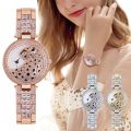 【ETOP】Women Luxury Full Crystal Quartz Watch  Fashion 3D Leopard Dial Stainless Steel Bracelet Wristwatch Female Clock Reloj Mujer. 