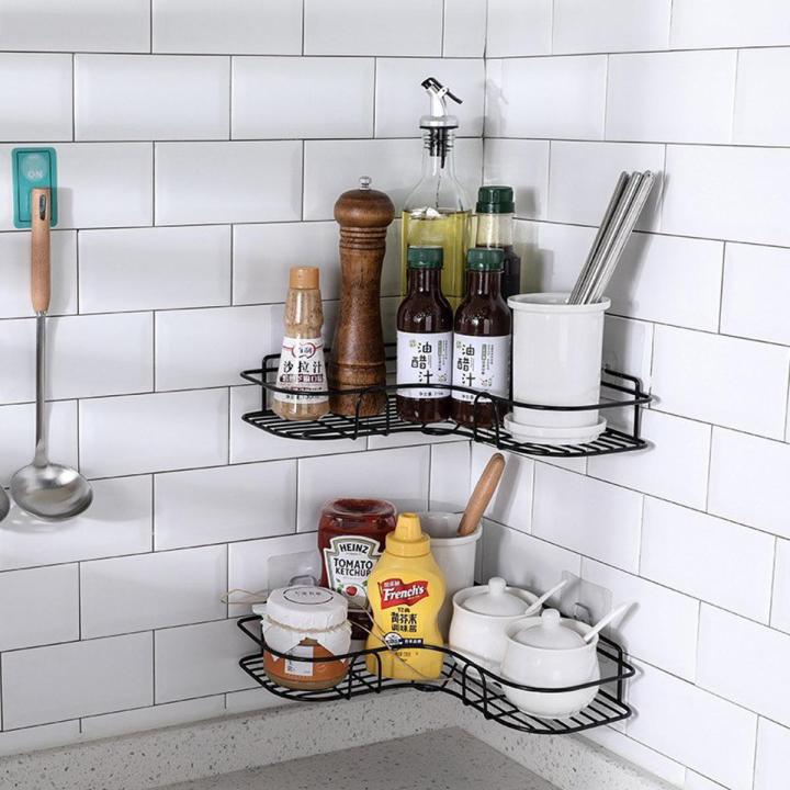 adhesive metal wall-mounted storage rack for Kitchen, triangular basket without drilling, specially designed, bedroom, living room and Bathroom