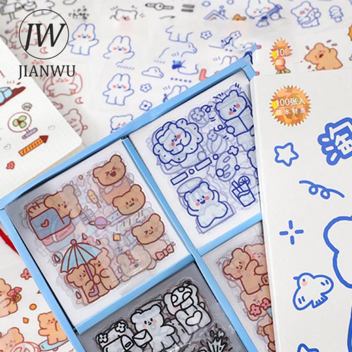 JIANWU 100 Pcs Cute PET Boxed Sticker DIY Diary stickers lot Decoration