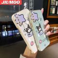 JIUMOO For Samsung Galaxy A7 2018 Case Cartoon Cute Kuromi Side Design Phone Case Square Edge Pattern Silicone Softcase Luxury Plating Casing Full Cover Camera Shockproof Protection Cases. 