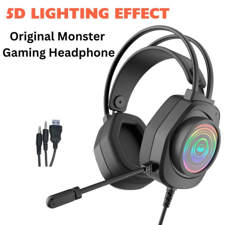 Headset 3.5mm Game Gaming Headphone Earphone with Microphone LED Light for Laptop Tablet Mobile Phones PS4 - Black + Red