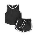 Baby Boys Tanks Tops + Shorts, Sports Casual Style Elastic Waist Drawstring Summer Clothing. 