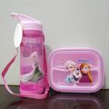 Frozen Sofia Ben Ten  Minions  Double Layer Kids School Lunch Box with Spoon And Water Bottle 600 ml. 