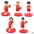 5Pcs/Set Slamdunk Figures Ornaments Cake Topper Birthday Party Decoration Basketball Players Ornaments with Base Cake Decor. 