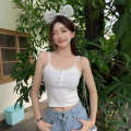 Korean version lace camisole tank top for women's new hot girl design niche and pure desire short slim fit inner layer base shirt. 