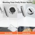 Multifunctional Kitchen Sink Waterfall Faucet 4 in 1 - 360° Rotating Waterfall Bubbler with 4 Modes, Anti-Splash, Pressurized, Universal Faucet Extension for Vegetable Washing. 