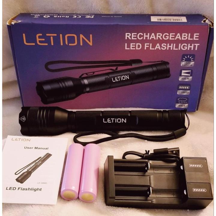L E T I O N FLASH LIGHT 1500 High Lumens 500 Meter Beam Distance