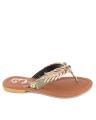 Golden Faux Leather Eagle V-Strap Slippers. 