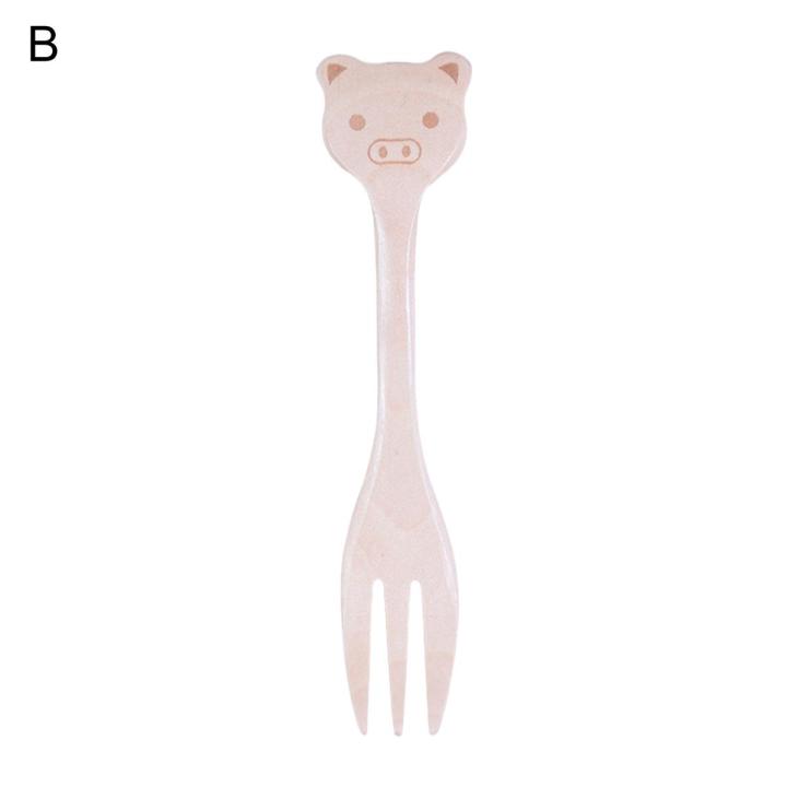 Dessert Spoon Smooth Surface Cute Cartoon Children Wooden Spoon Fork