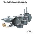 17-Piece Non-Stick Daffodil Cookware Gift Set – Heavy Gauge Aluminum, Glass Lids, Fat-Free Cooking. 