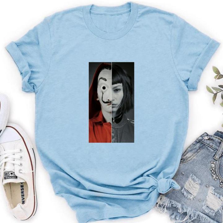 Money Heist Summer Printed Half Sleeves O Neck T Shirt For Women