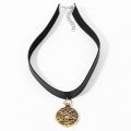 Yennefer Black Leather Choker Wild Hunt Game Cosplay Medallion Pendant For Women Hip-Hop Charm Necklace Clavicle Cool Jewelry. 
