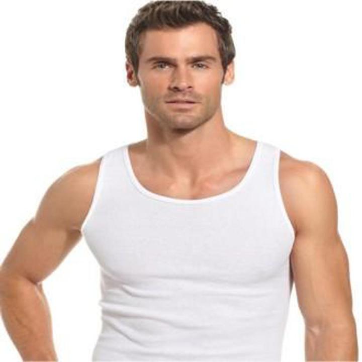 Pack of 3-RIBBED VEST MEN'S 100% Cotton - White Fitted Muscle Gym Rib Tank Top