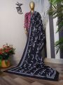 Black Silk Poetry Dupatta - Stylish Urdu Poetry Shawl with Elegant Silk Design. 