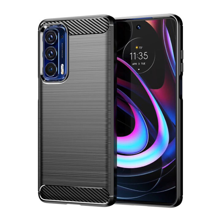 lthmy for Motorola Moto Edge 2021 Case Carbon Fiber TPU Soft Silicone Back Cover Armor Phone Case Casing