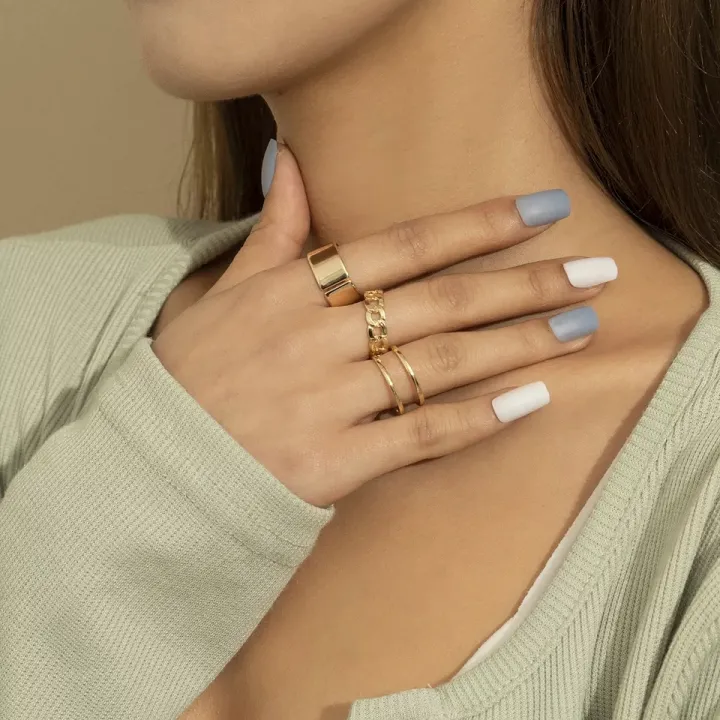 Pack%20of%203%20pcs/set%20open%20Hip-Hop%20Rings%20for%20Girls%20twisted%20chain%20combination%20Rings%20for%20Girls%20-%20Image%205