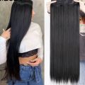 Hair Extensions For Girls - Premium Quality (Natural Black) HT2 - 5 Clips Extension. 