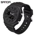 MEN'S Dual Time Wrist Sports Watch Sanda 6016 Waterproof WorldTime Model. 