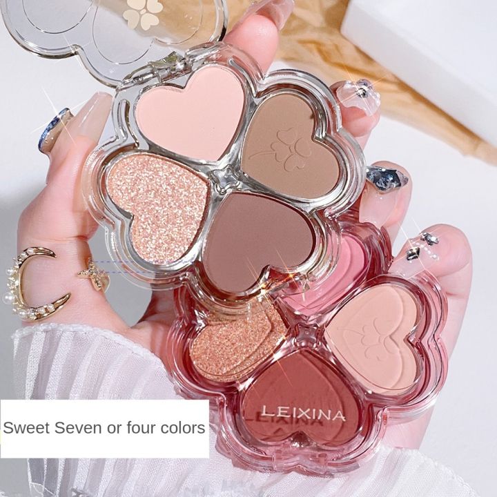 ?? Clover Eyeshadow Palette Highlight Four-Color Dreamy Eye Makeup Fine Pearlescent Eye Shadow Eye Shadow All In One Palette Blush