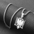 Anniyo Albania Eagle Pendant Necklaces Polishing Stainless Steel Jewelry Ethnic for Women Men #109221. 