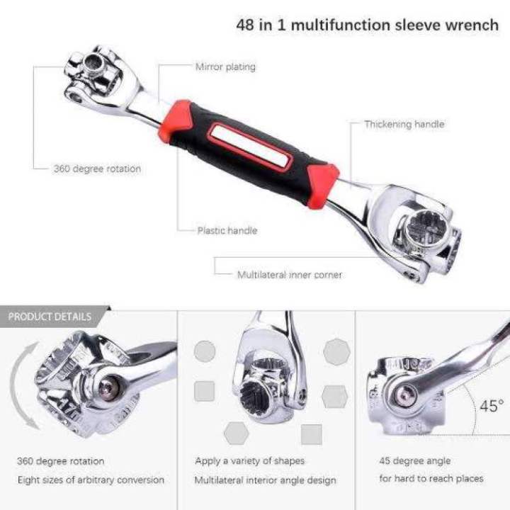 Tiger Wrench Universal Wrench 48 in 1 Socket Wrenches Multi Metric Universal Works with Spline Bolts