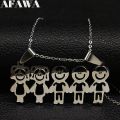 3 Boys 2 Girl Family Stainless Steel Chain Necklaces For Silver Color Statement Necklace Jewelry Collar Hombre N371s01. 