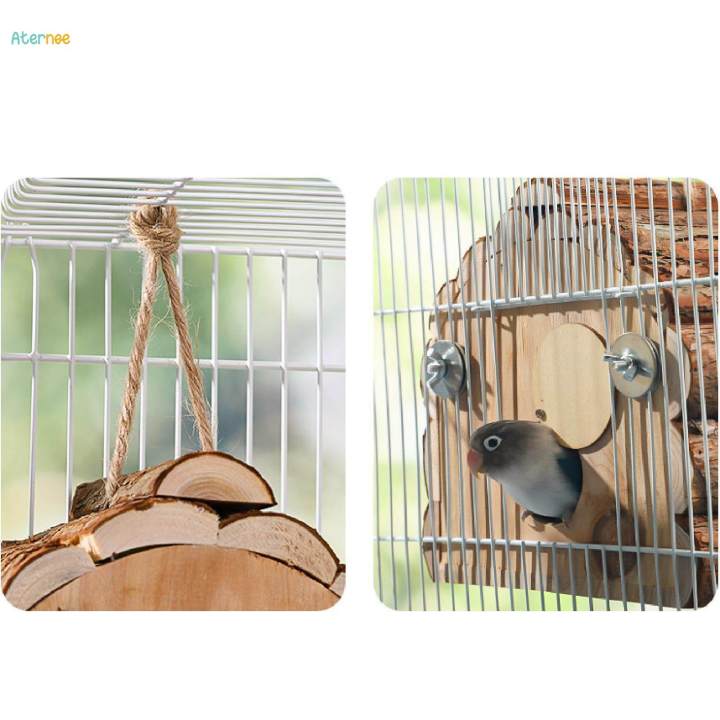 Wood Birdhouse Interactive Bird Nesting Case for Lovebirds Cockatiel Conures S