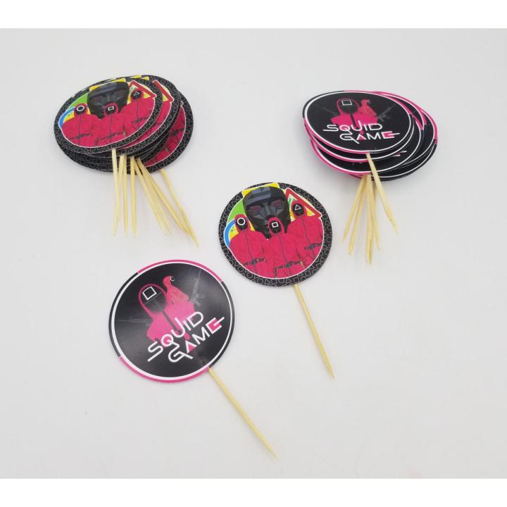 SQUID GAME THEME CUPCAKE TOPPERS PACK OF 10 CUPCAKE TOPPERS