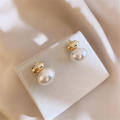 New 2023 New French Elegant Gold Color Bean pliced Pearl Earring Fahion Jewelry Women weet Acceorie Gift. 