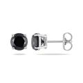 Men Natural Black Diamond Single Studs Earrings  in 925 Sterling Silver 1.5ct TDW. 