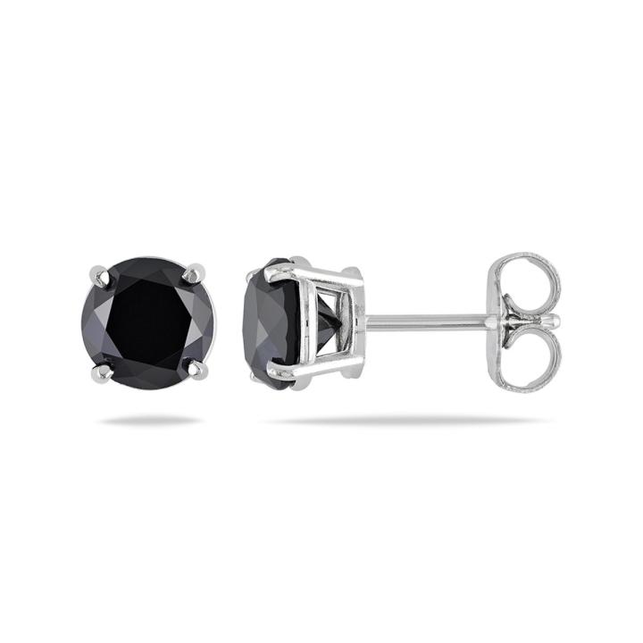 Men Natural Black Diamond Single Studs Earrings  in 925 Sterling Silver 1.5ct TDW