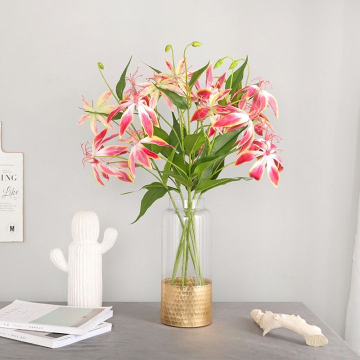 DIY Wreath Wedding Home Realistic Room Fake Flowers Bouquet Flame Lilies