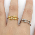 Stainless Steel Jewelry Fidget Rings Frosted Gold-Plated Spin Ball Spinner Open Adjustable Anxiety Ring for woman. 