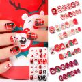 24pcs Box Christmas Nails Children Full Cover False Nails Press on Nails Self-adhesive Nail Tips Kids Nail Art Decorations. 
