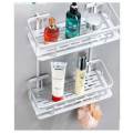 2 Layer Bathroom Corner Shower Shelf Aluminum Rack Storage Organizer. 