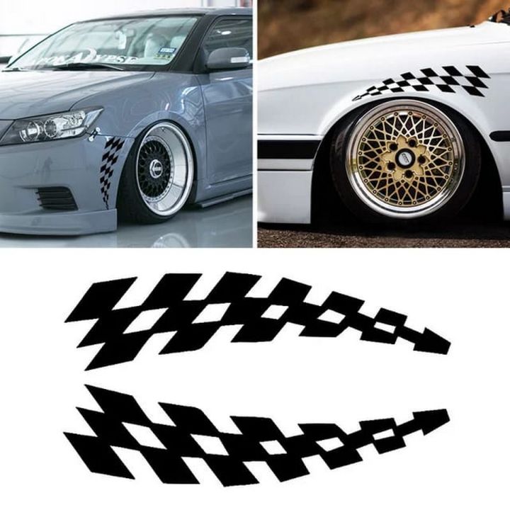 Racing Stickers Vehicle Car Decals Wheel Eyebrow Checkered Flags Safety ...