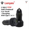 LENYES CA865 Car Charger 95W (USB type C + USB Type A). 