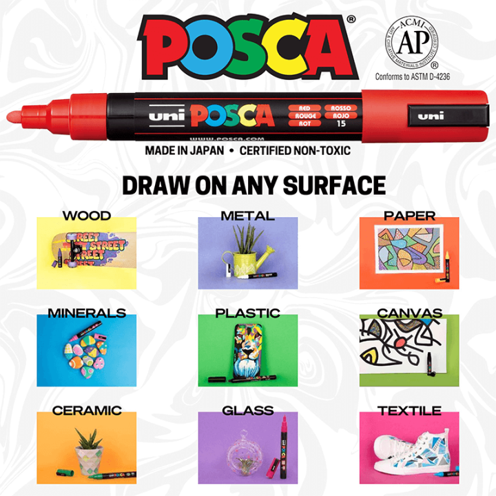 POSCA%20Acrylic%20Paint%20Markers%20Pen%20Set%20Pack%20of%208PCS%200.7mm%20-%20Image%205