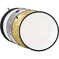 5-in-1 Light Reflector Photography Diffuser Collapsible Portable for Studio and Outdoor Lighting Gold Silver White Black Translucent Size 110cm. 