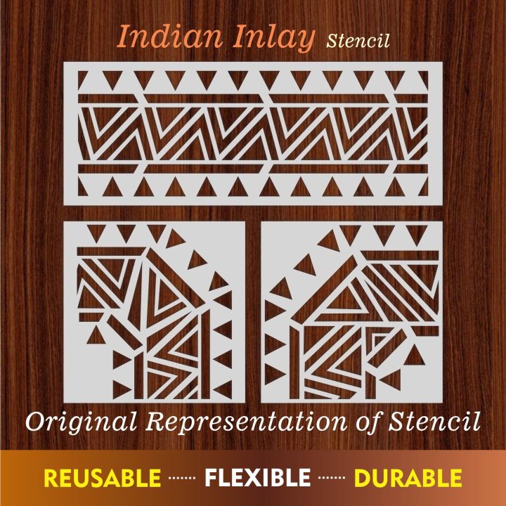 Pack of 3  Inlays Stencil For wall Painting Art DIY Home Decor, Album Crafts and Canvas