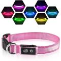 Pumila LED Rechargeable Dog Collar  Waterproof Glow in the Dark Dog Collar Flashing Light Collar. 