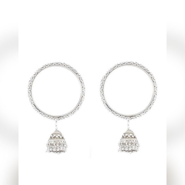 Pack of 2 - Silver Rodium Plated Jhumki Bangles For Women - jh716