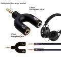 Sounce Audio Jack Headphones with mic, 3.5 mm Jack Splitter 2 Male 1 Female Black (U-Shape)3.5mm U Shape Sound Stereo TRRS Audio Splitter Earphone Jack Adapter 1 Male To 2 Female Stereo Converter For Mobile/PC. 